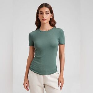 Modal Crew Neck Ribbed Short Sleeve